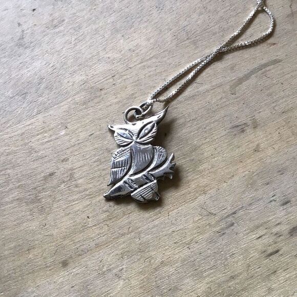 Necklace, Sterling Silver Owl Pendant, NEW, Handmade, Artisan, 18", Unique - Picture 6 of 6